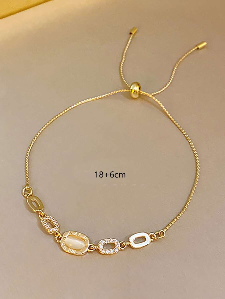 SHEIN إسورة ذهبية مربعة مطلية بمكعب زركونيا