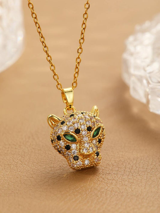 SHEIN قلادة برأس فهد ذهبي