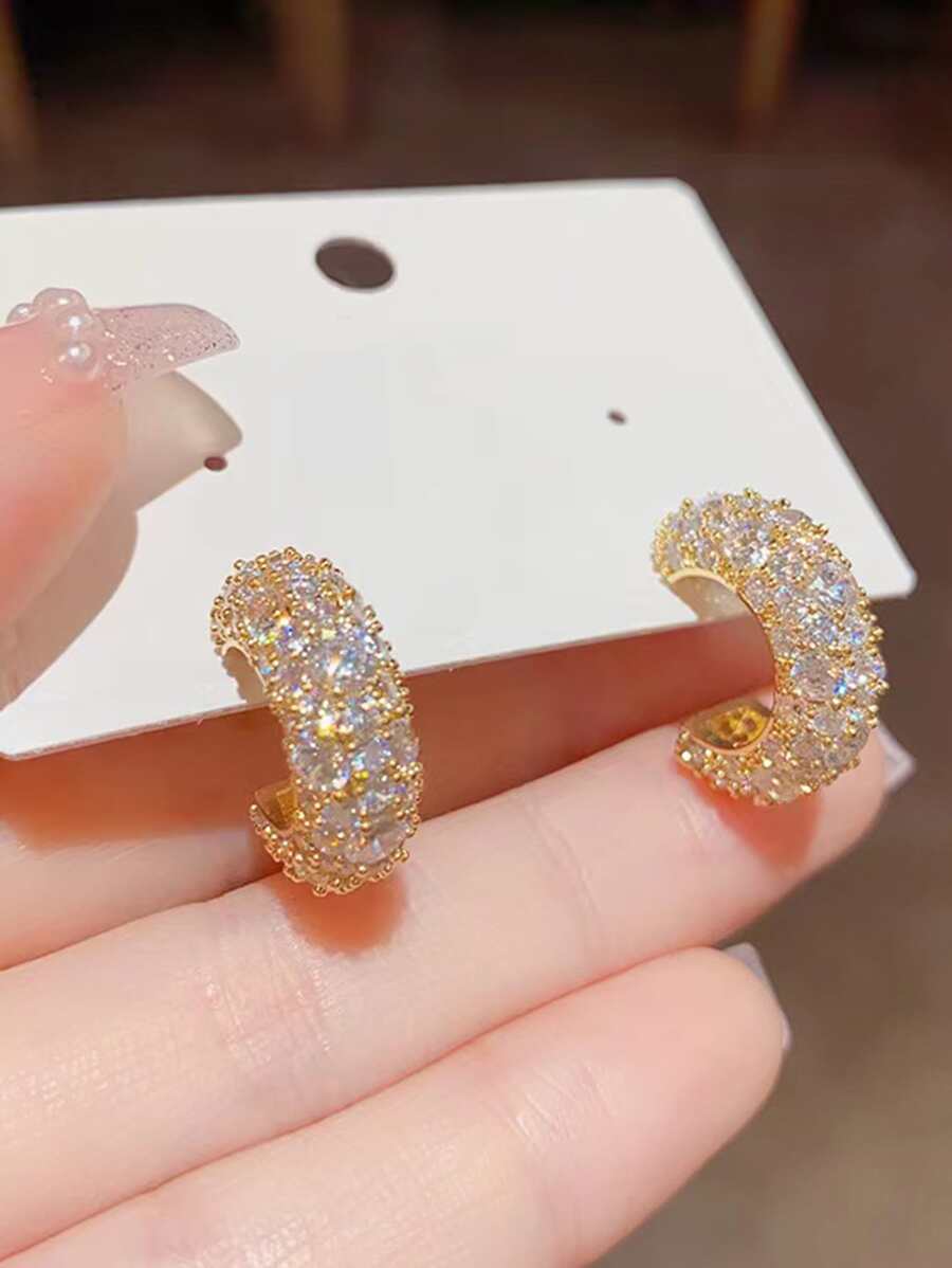 SHEIN C زوج أقراط مكعب زركونيا بشكل