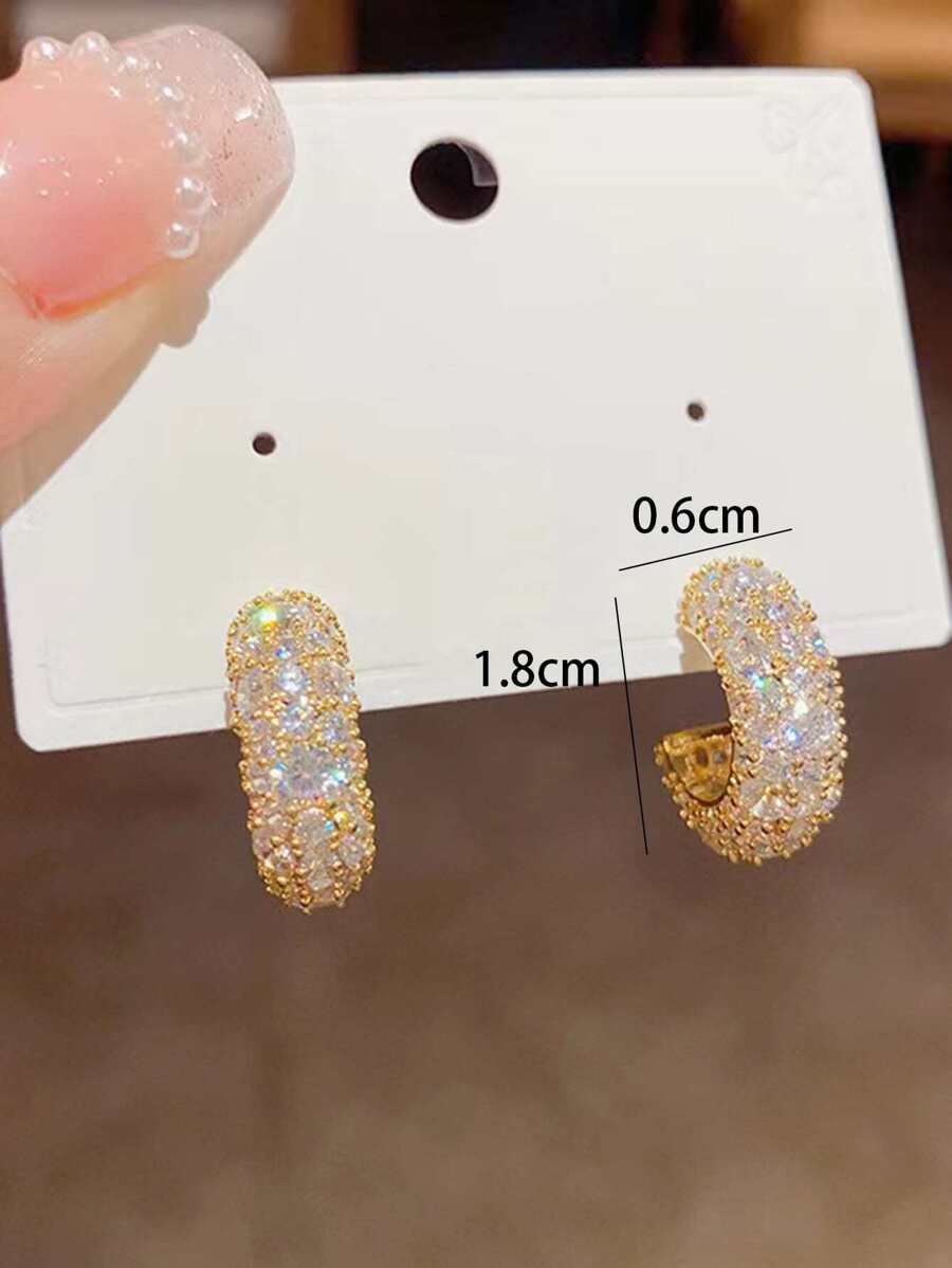 SHEIN C زوج أقراط مكعب زركونيا بشكل