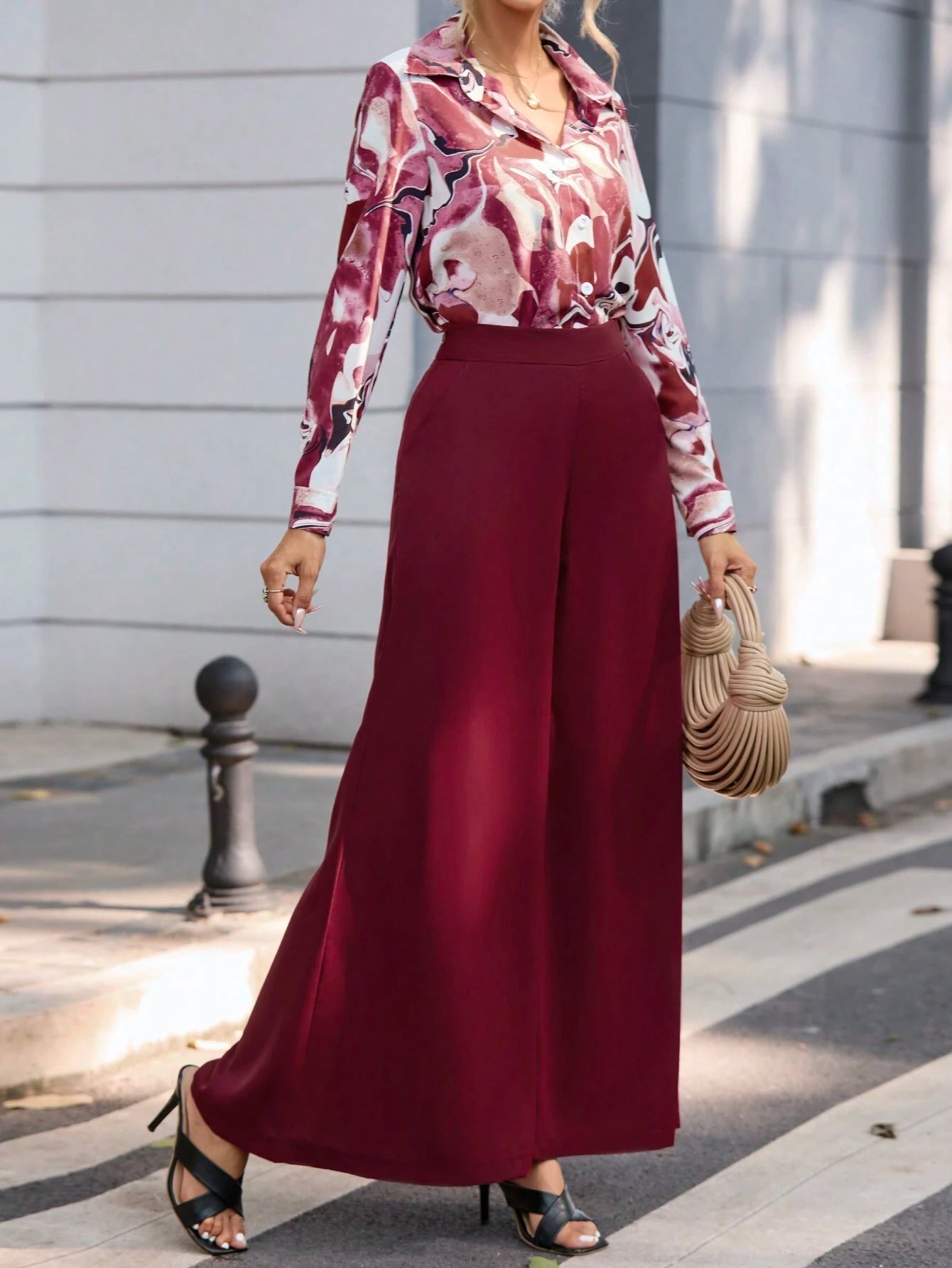 Privé Graphic Print Shirt & Wide Leg Pants