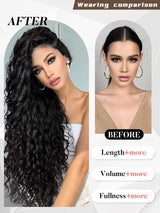 SHEIN تمديدات شعر نسائية سوداء مجعدة 16 قطعة بطول 22 بوصة