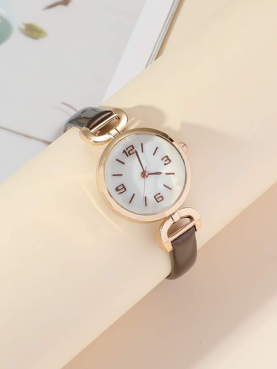 SHEIN ساعة كوارتز دائرية بسيطة