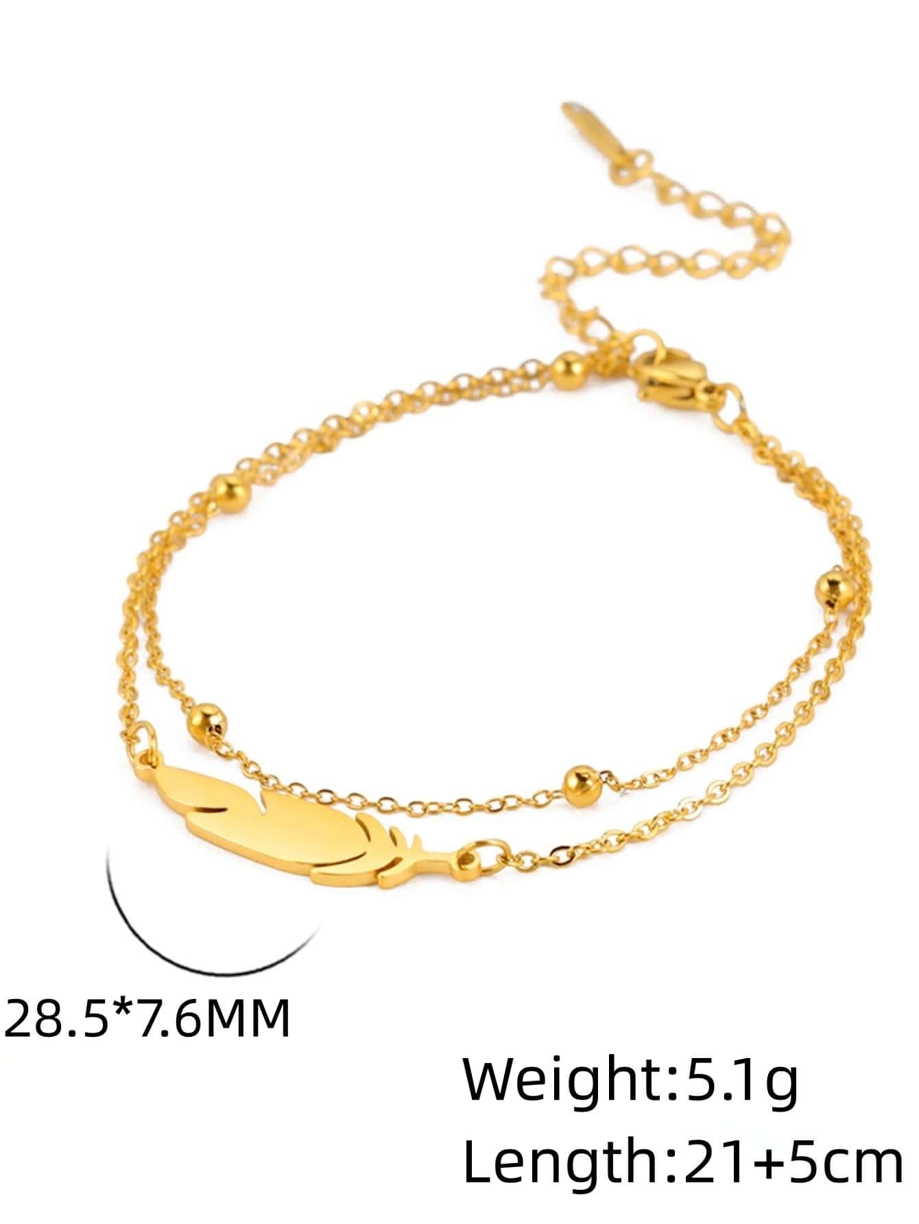 SHEIN خلخال فولاذ مزدوج ريش وخرز