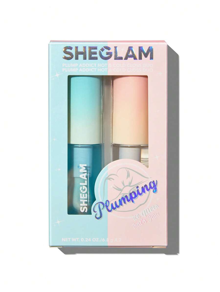SHEGLAM Plump Addict Hot & Cold Gloss Duo مجموعة ملمع شفاه مكثف فوري لامع ومرطب