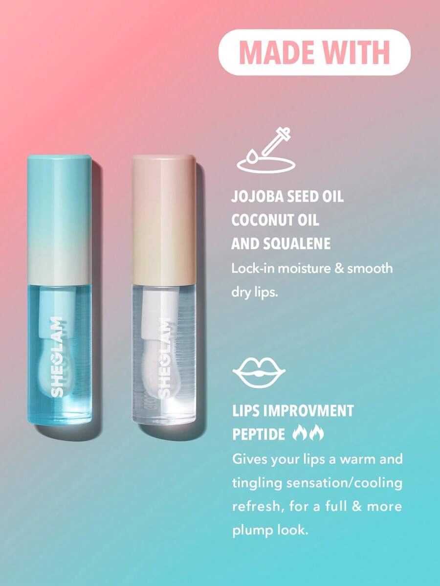 SHEGLAM Plump Addict Hot & Cold Gloss Duo مجموعة ملمع شفاه مكثف فوري لامع ومرطب