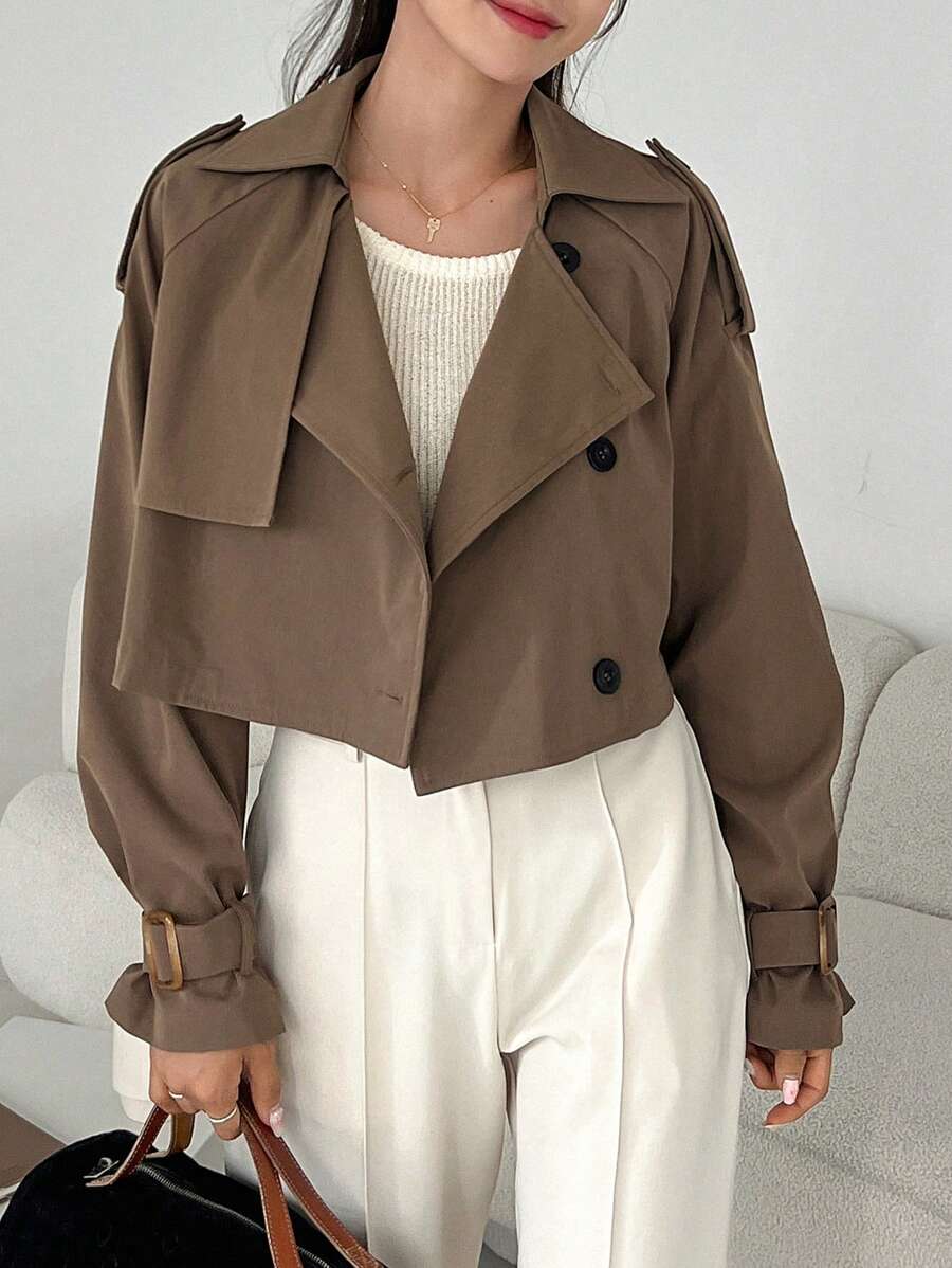 SHEIN DAZY معطف ترنش نسائي بأكمام راجلان