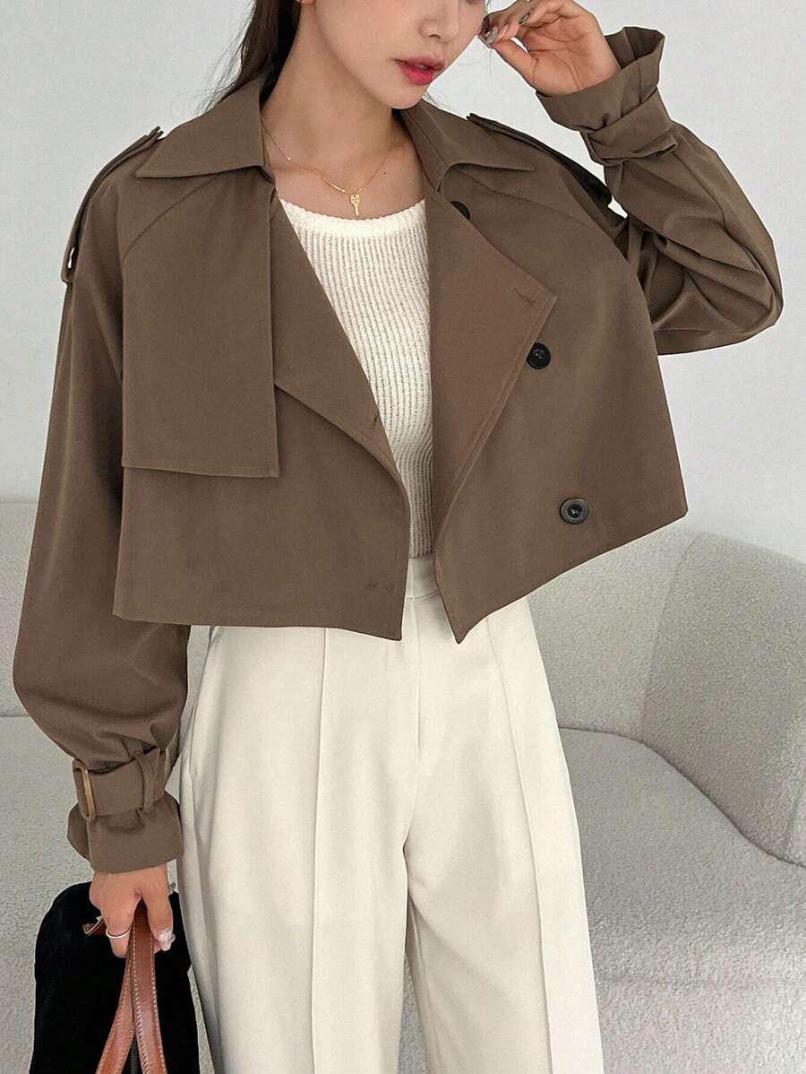 SHEIN DAZY معطف ترنش نسائي بأكمام راجلان