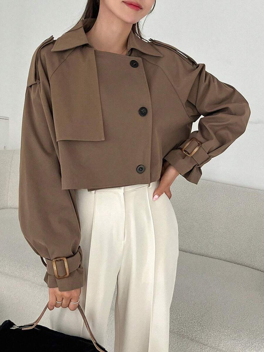 SHEIN DAZY معطف ترنش نسائي بأكمام راجلان