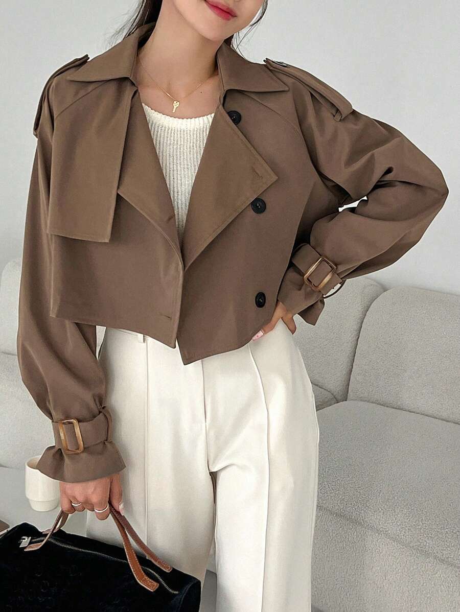 SHEIN DAZY معطف ترنش نسائي بأكمام راجلان