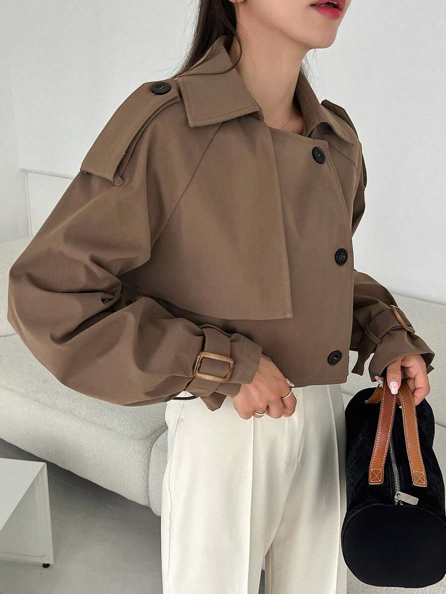 SHEIN DAZY معطف ترنش نسائي بأكمام راجلان