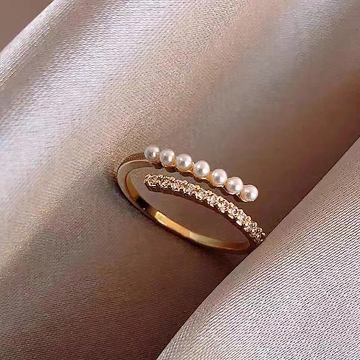 SHEIN خاتم أنيق مزين باللؤلؤ