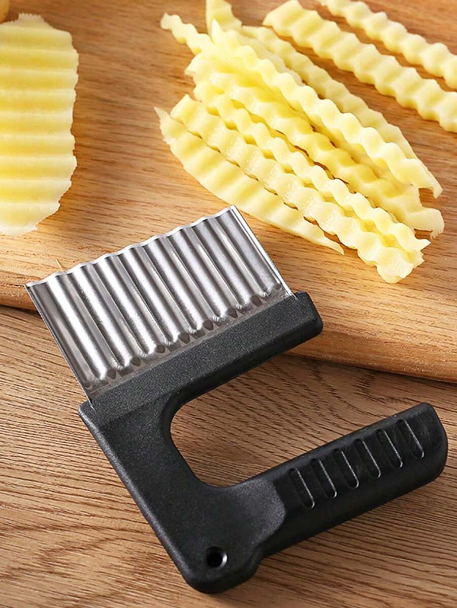 SHEIN مقص بطاطس مموج ستانلس ستيل بمقبض مانع للانزلاق