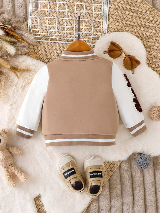 SHEIN سترة أولادي كوليج مقلمة ومطرزة بالحروف