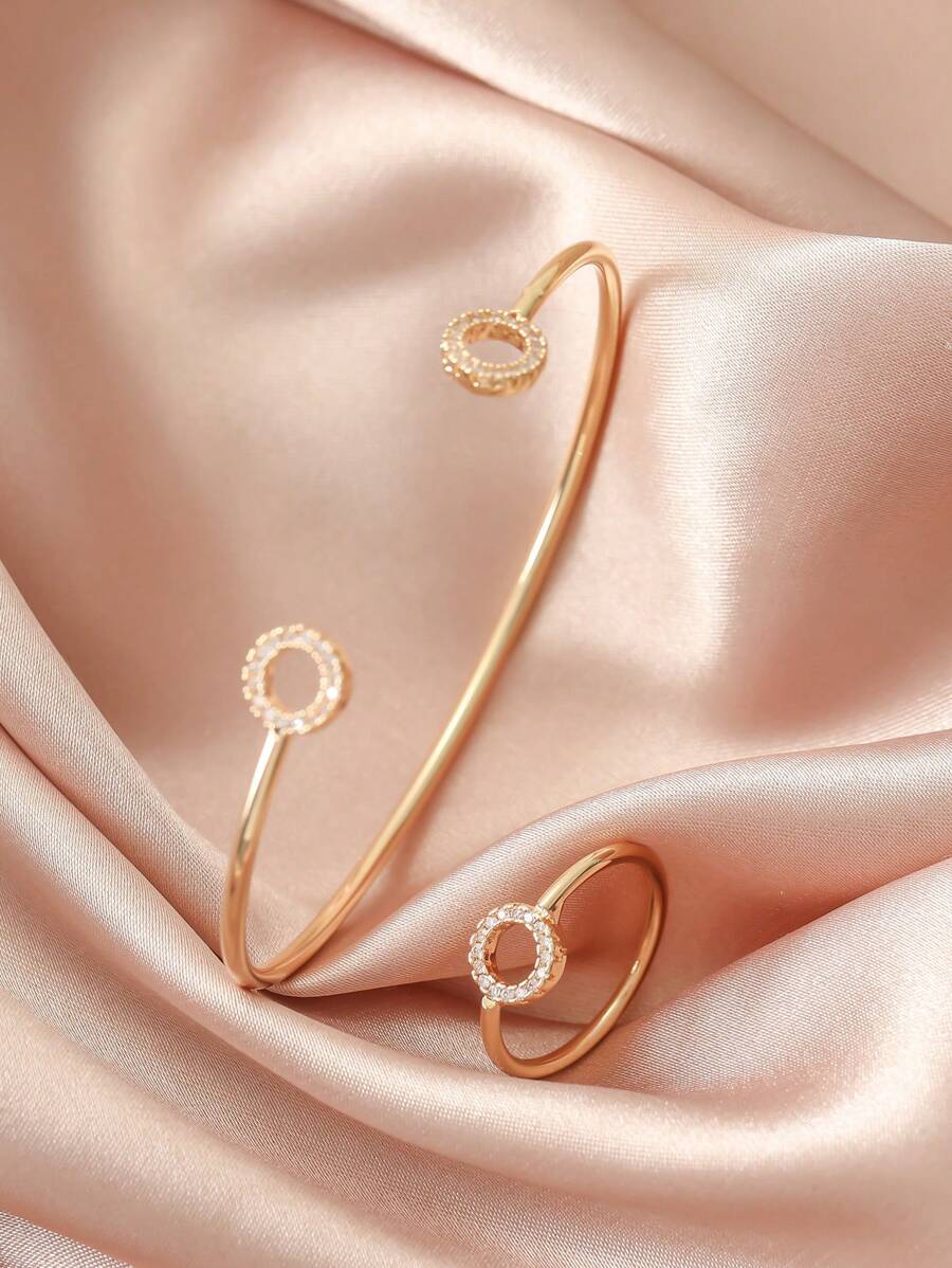 SHEIN طقم 2 سوار وخاتم بتصميم هندسي بسيط