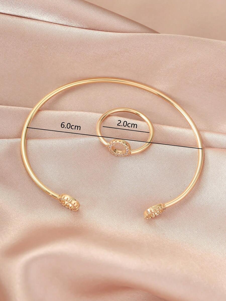 SHEIN طقم 2 سوار وخاتم بتصميم هندسي بسيط