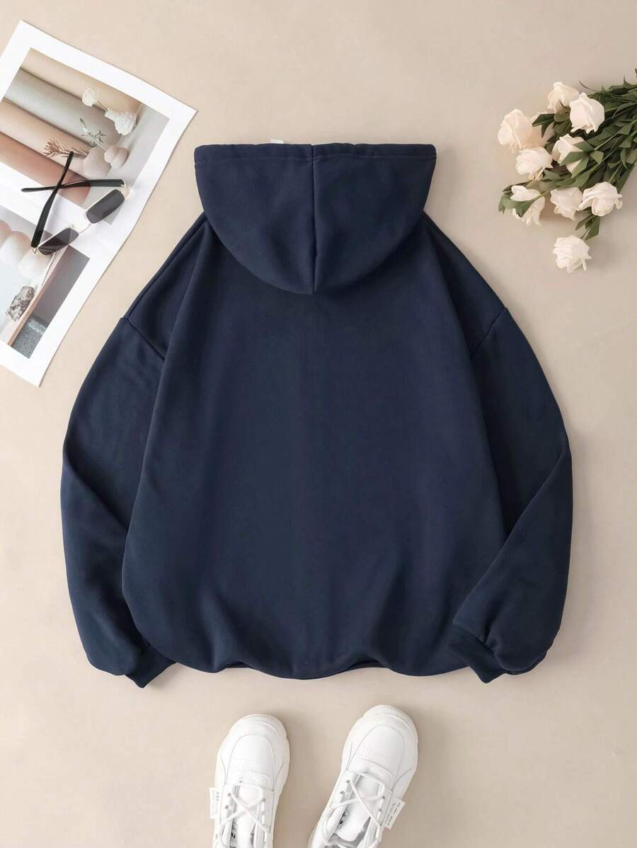 SHEIN INAWLY هودي ازرق مبطن حراري  بأكمام طويلة