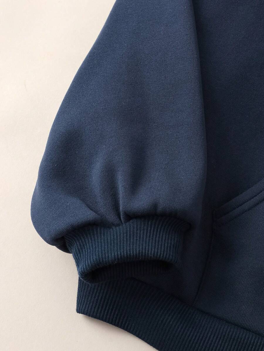 SHEIN INAWLY هودي ازرق مبطن حراري  بأكمام طويلة