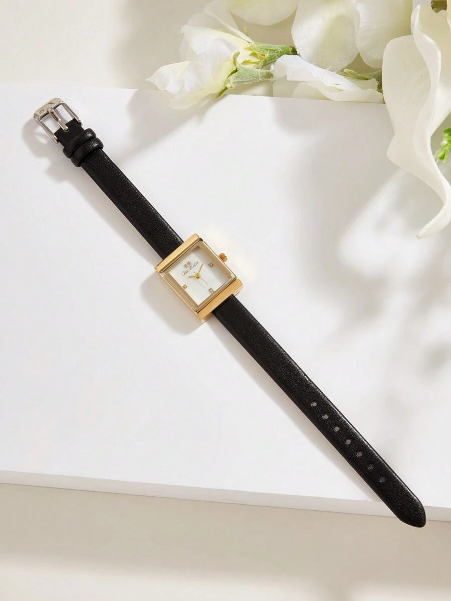SHEIN BS bee sister ساعة نسائية كوارتز ذهبية بسطح صدف