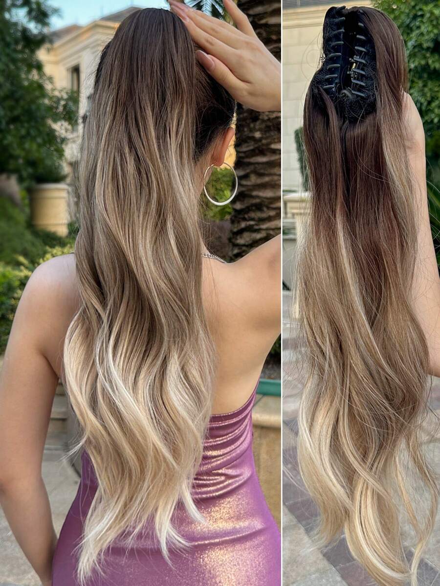SHEIN باروكة ذيل الحصان بالمخلب 24 بوصة مموج
