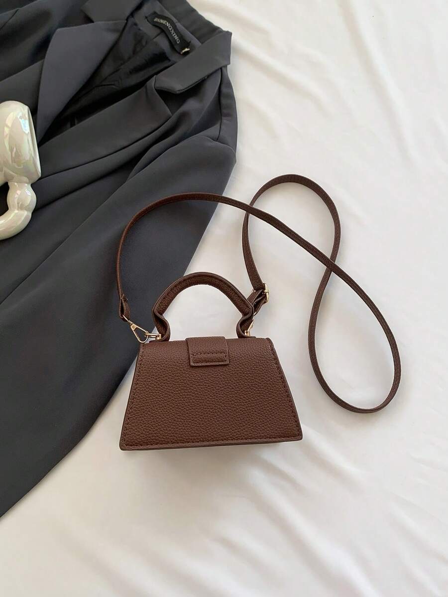 SHEIN حقيبة يد مربعة صغيرة بلون بني