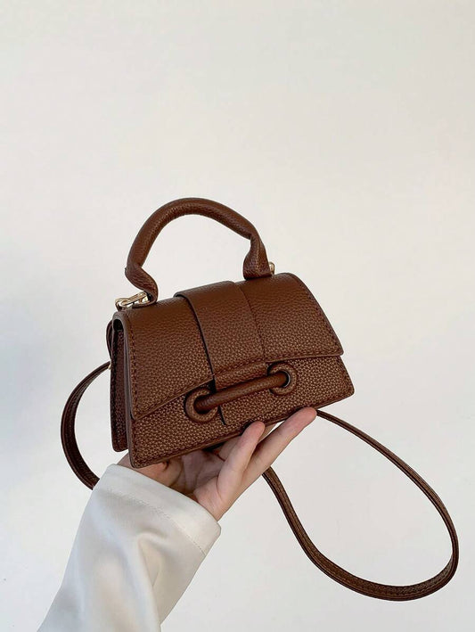 SHEIN حقيبة يد مربعة صغيرة بلون بني