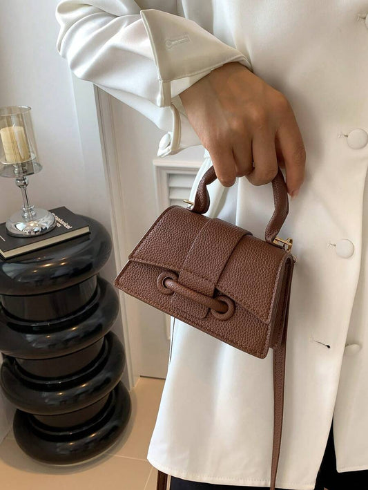 SHEIN حقيبة يد مربعة صغيرة بلون بني