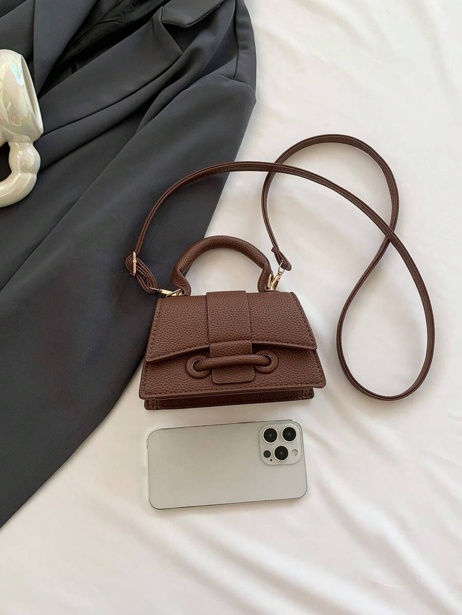 SHEIN حقيبة يد مربعة صغيرة بلون بني