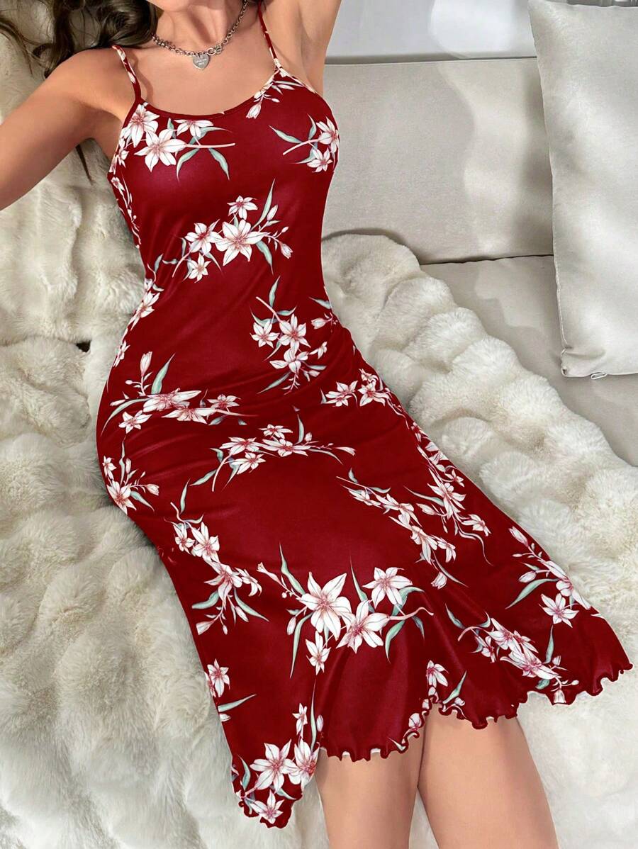 SHEIN ثوب نوم قميص كامي بطباعة زهرية