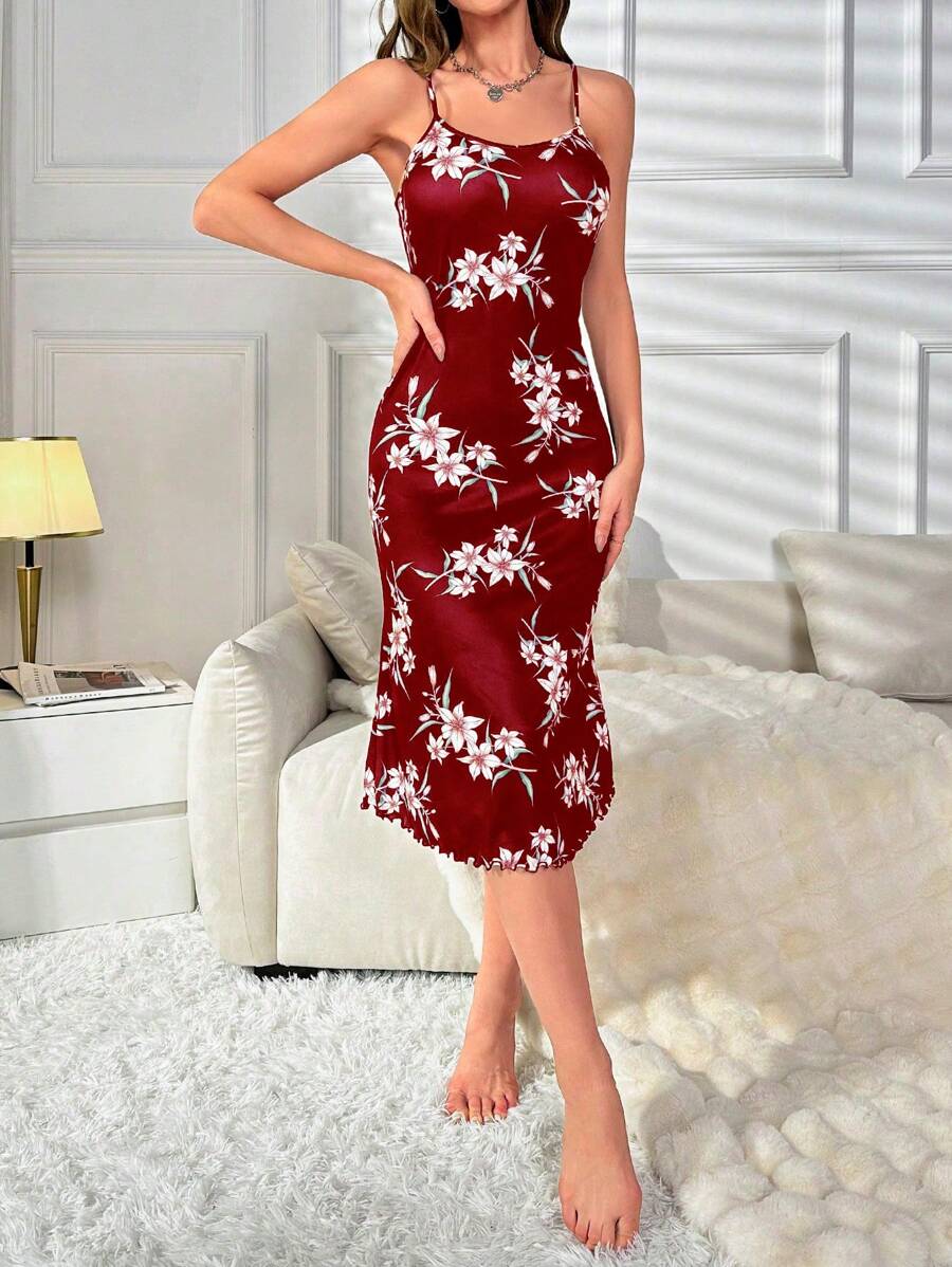 SHEIN ثوب نوم قميص كامي بطباعة زهرية