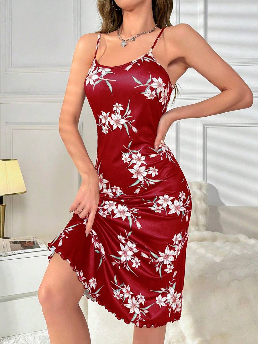 SHEIN ثوب نوم قميص كامي بطباعة زهرية
