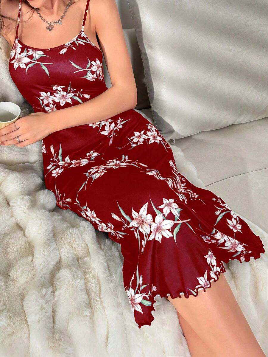 SHEIN ثوب نوم قميص كامي بطباعة زهرية