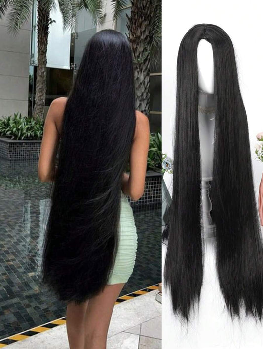 SHEIN باروكة شعر مستقيمة طويلة 40 بوصة مقسمة من المنتصف