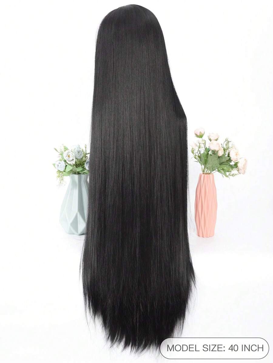 SHEIN باروكة شعر مستقيمة طويلة 40 بوصة مقسمة من المنتصف