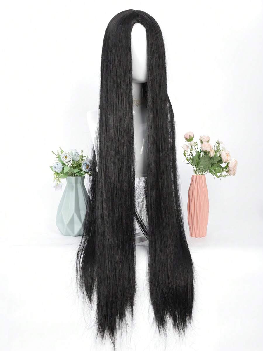 SHEIN باروكة شعر مستقيمة طويلة 40 بوصة مقسمة من المنتصف