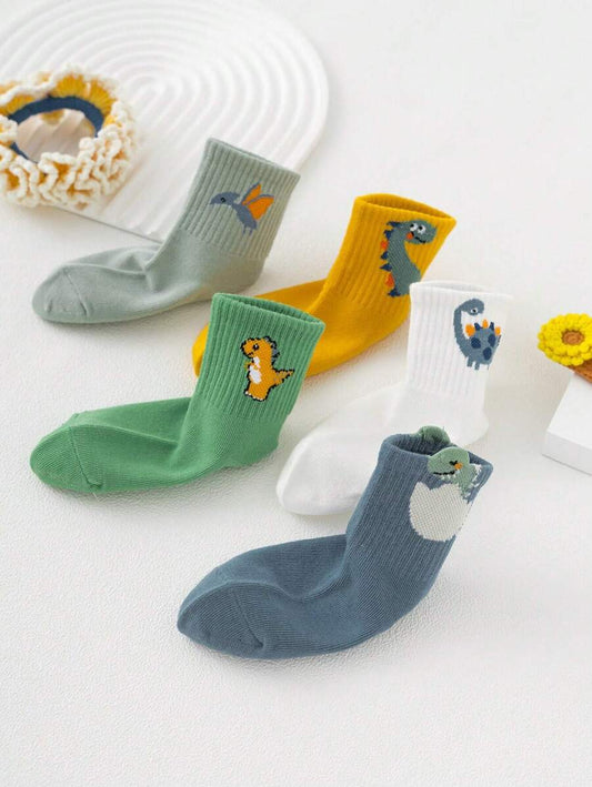 SHEIN طقم 5 أزواج جوارب أولادي بتصميم ديناصور