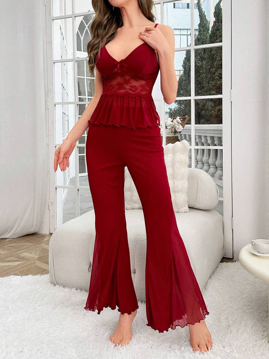 SHEIN Slumberist طقم بيجامة توب وبنطال واسع الساق