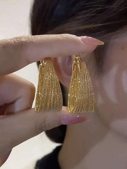 SHEIN زوج أقراط ريترو ذهبية متعددة الطبقات