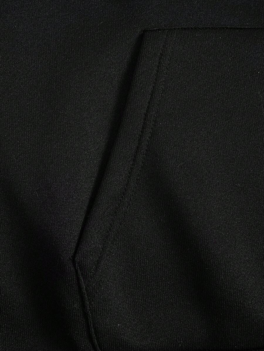 SHEIN INAWLY سويت شيرت اسود بسحاب وغطاء رأس