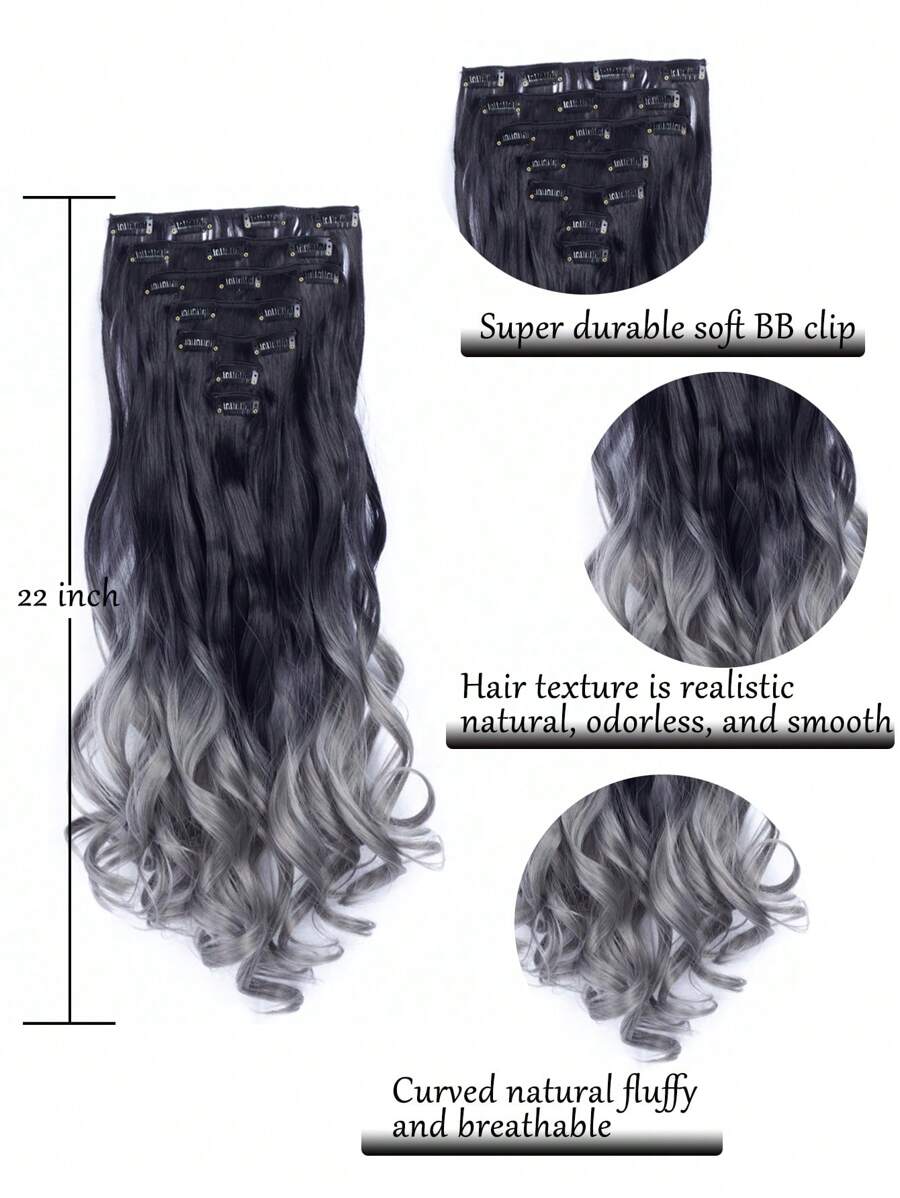 SHEIN تمديدات شعر مموجة 22 بوصة 7 قطع اصطناعية