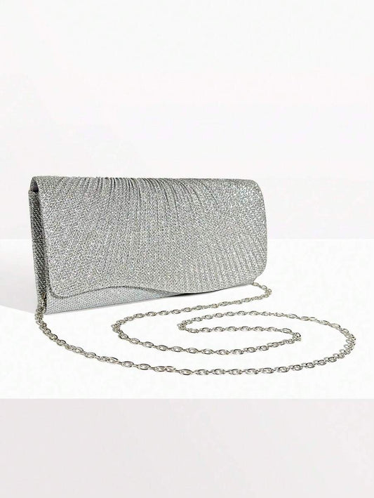 SHEIN حقيبة دلو فضية مزينة بالراين ستون