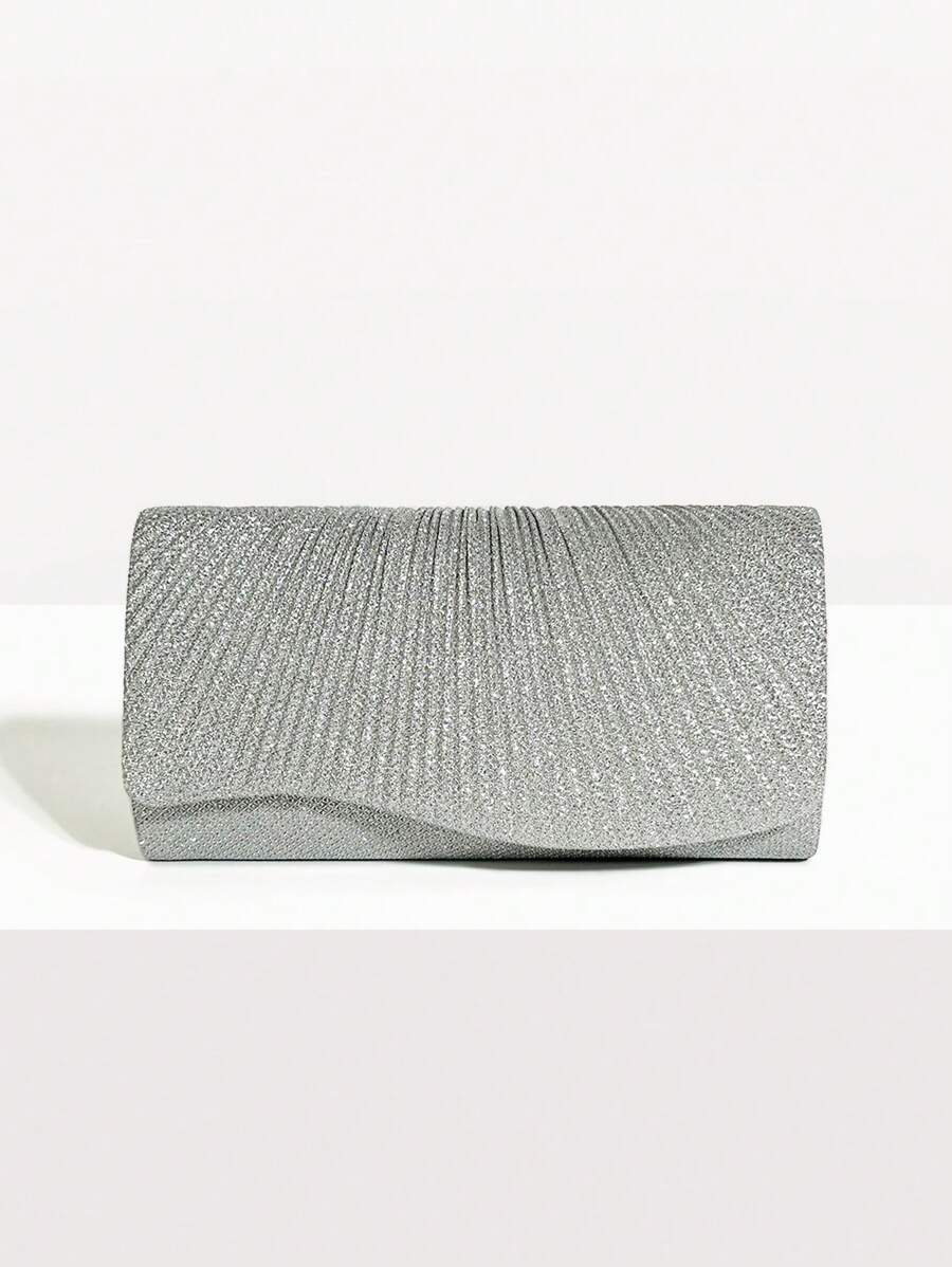 SHEIN حقيبة دلو فضية مزينة بالراين ستون