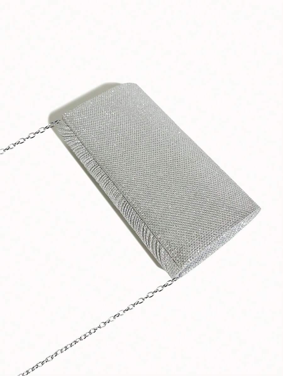 SHEIN حقيبة دلو فضية مزينة بالراين ستون