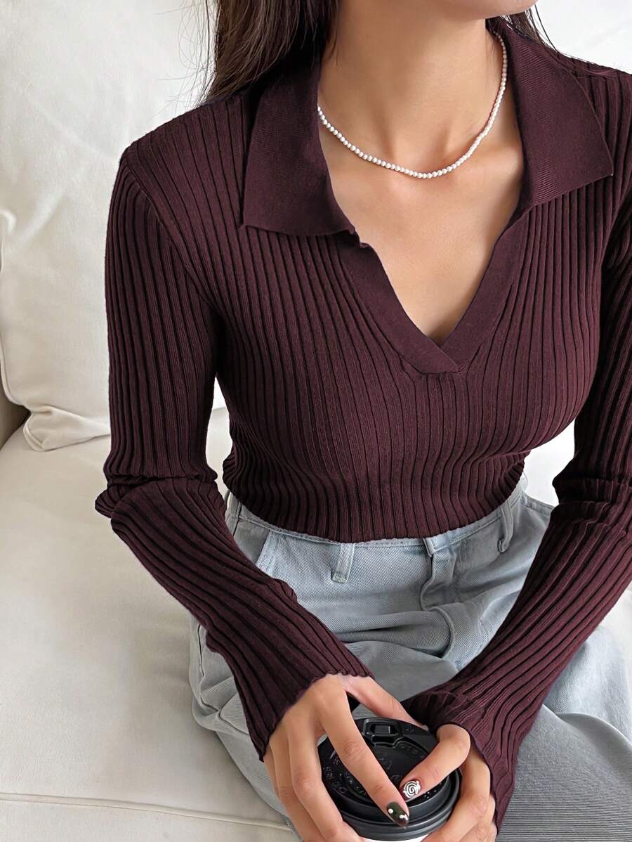 SHEIN DAZY كنزة صوفية كاجوال طويلة الأكمام