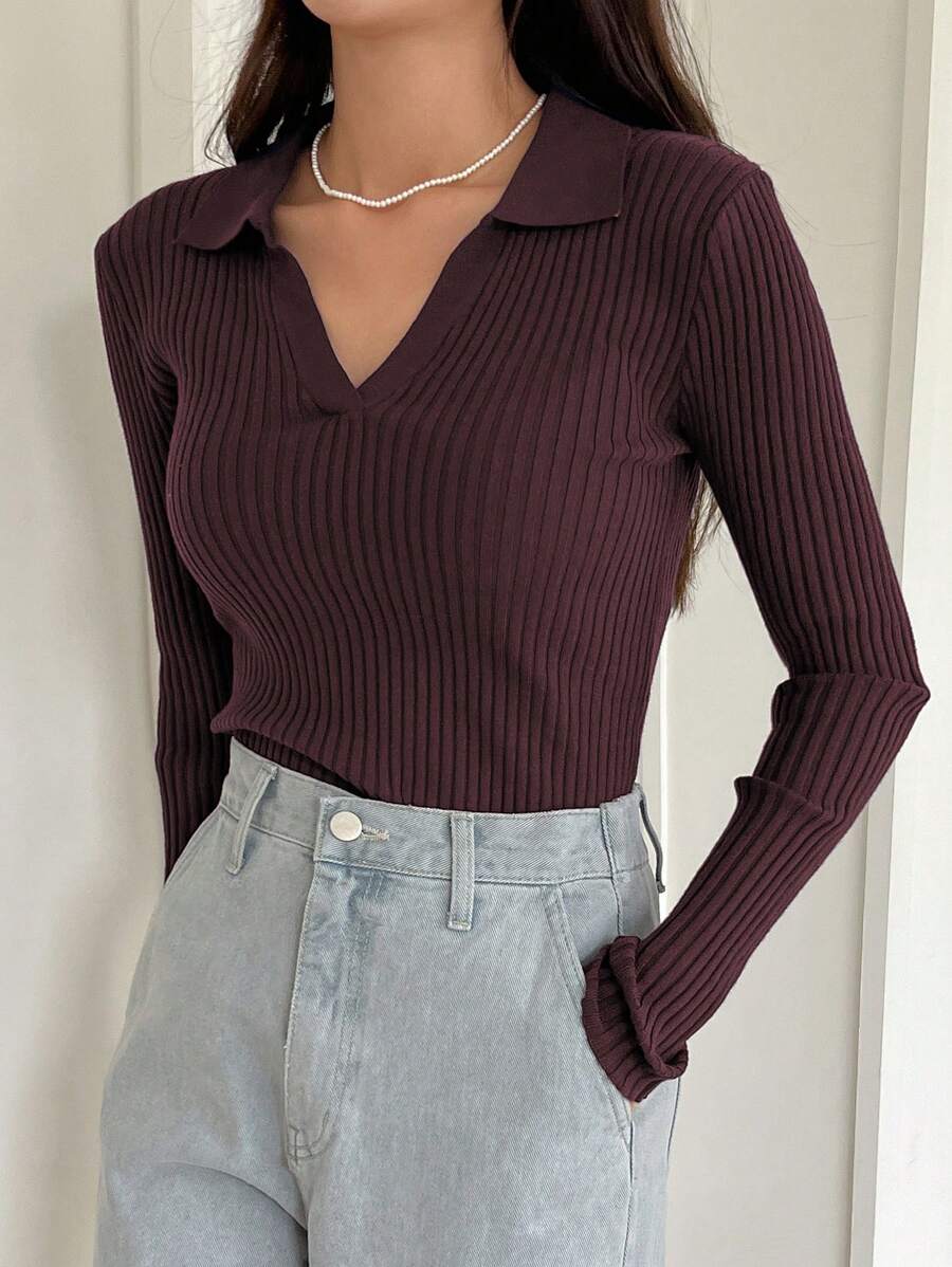 SHEIN DAZY كنزة صوفية كاجوال طويلة الأكمام