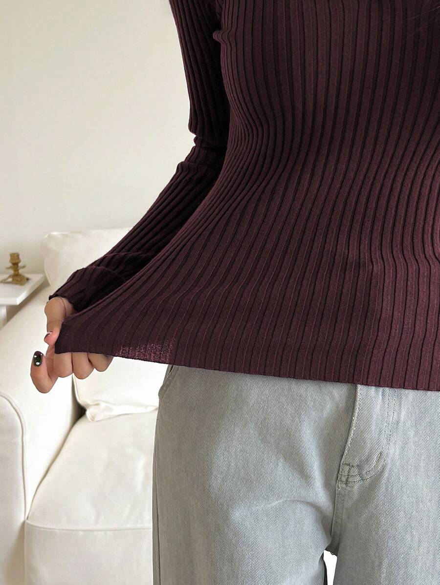 SHEIN DAZY كنزة صوفية كاجوال طويلة الأكمام