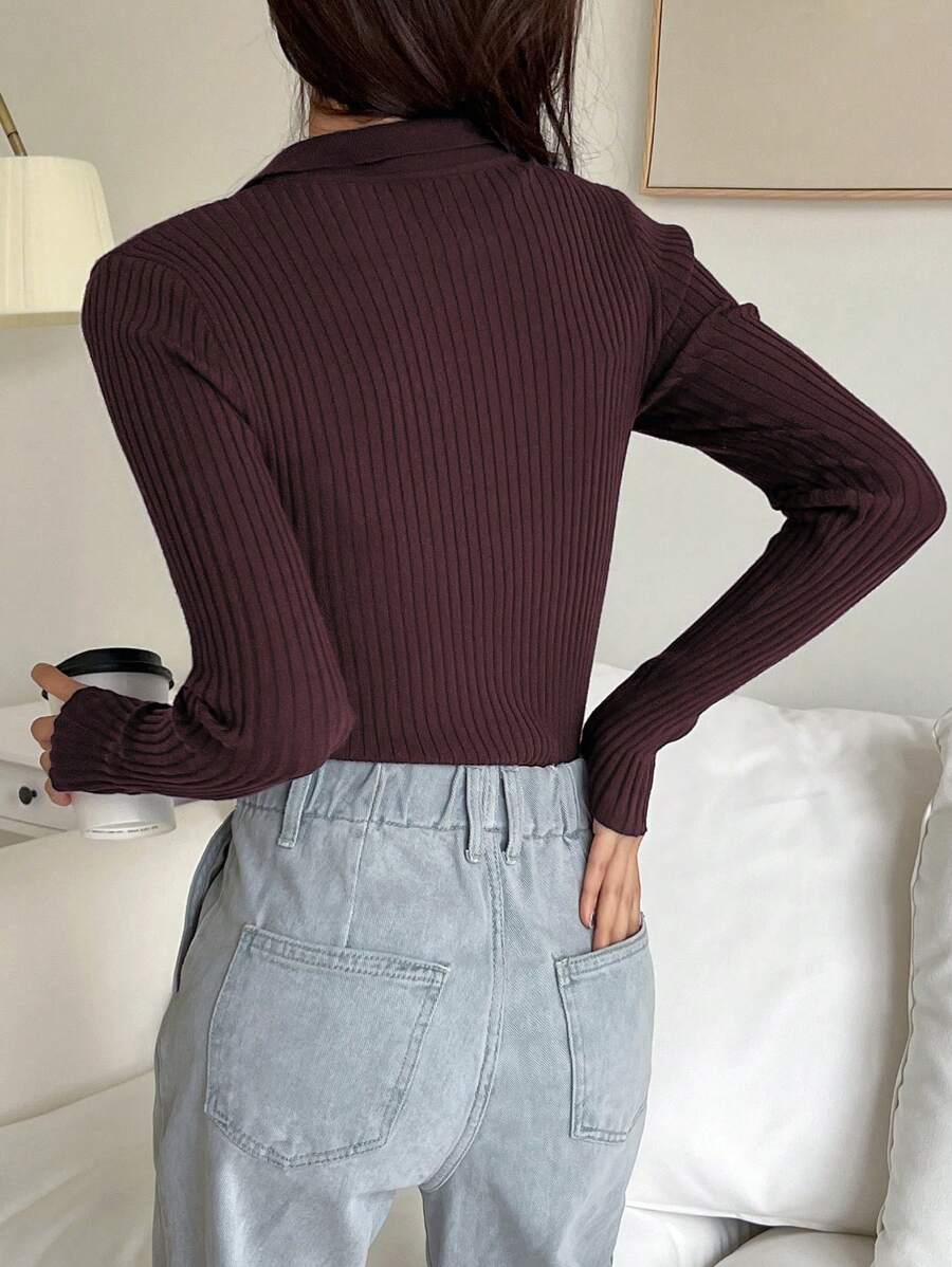 SHEIN DAZY كنزة صوفية كاجوال طويلة الأكمام