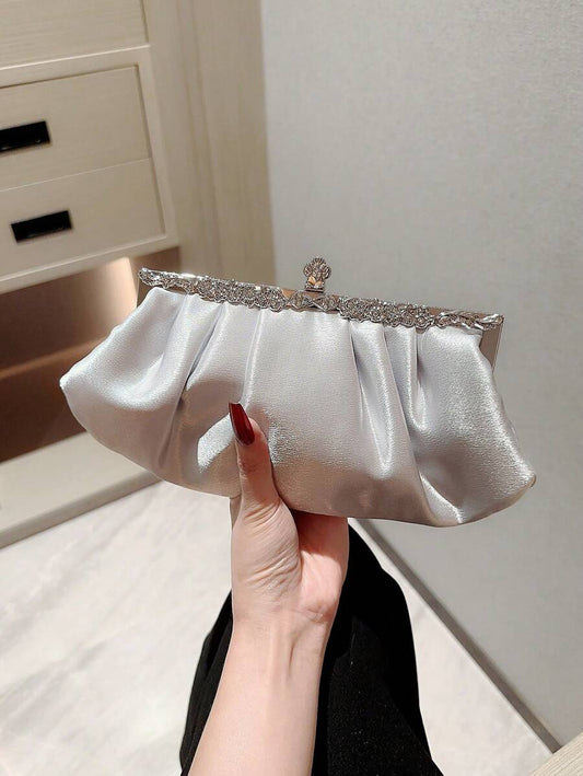 SHEIN Moonlit EveBag حقيبة سهرة ساتان راينستون بسلسلة