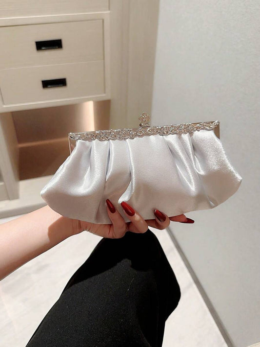 SHEIN Moonlit EveBag حقيبة سهرة ساتان راينستون بسلسلة