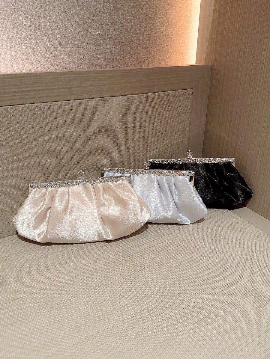 SHEIN Moonlit EveBag حقيبة سهرة ساتان راينستون بسلسلة
